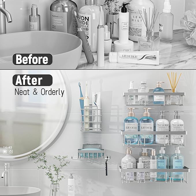 5 Pack Shower Caddy Organizer Rack Shelf