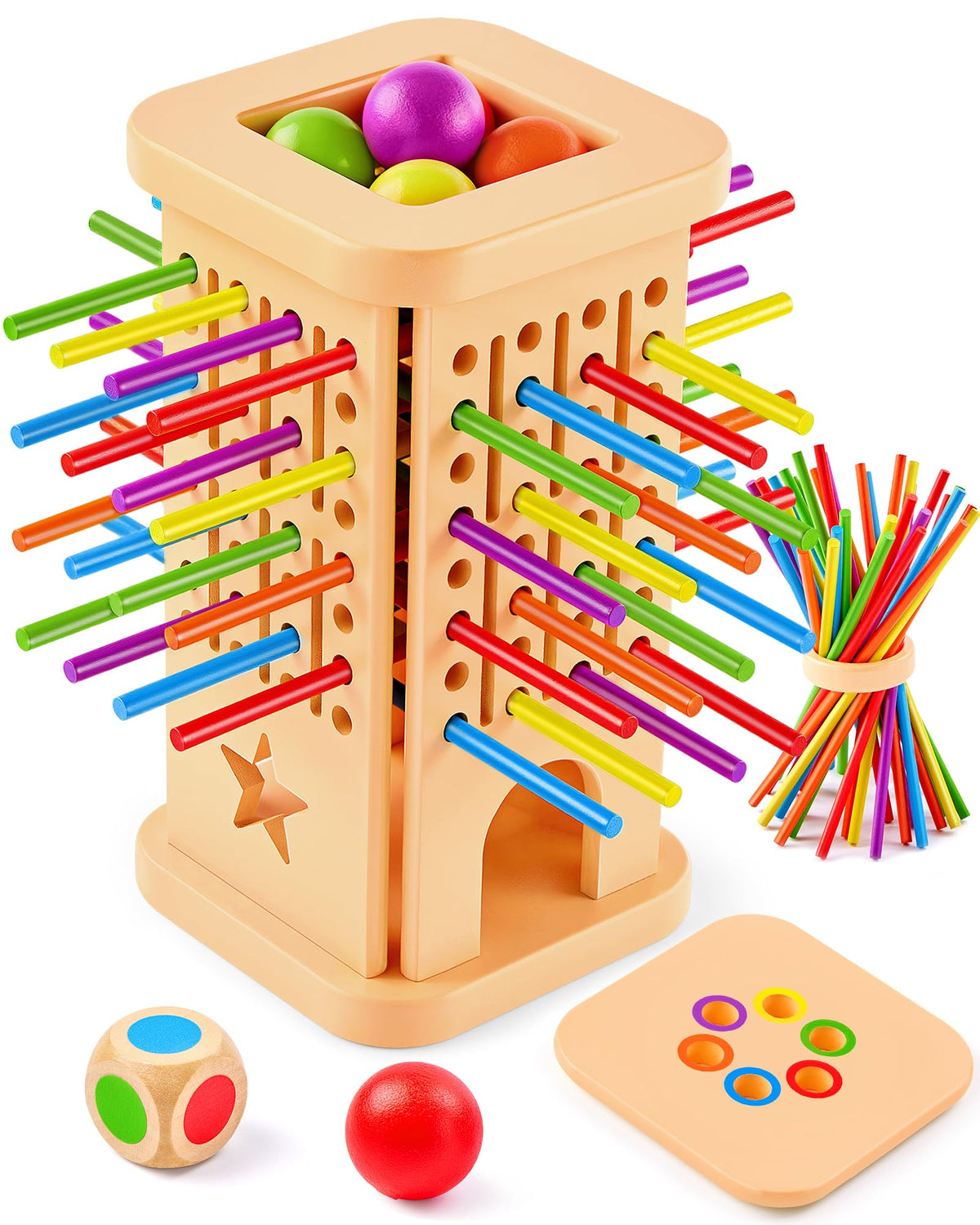 Montessori Wooden Board Game for Kids 3–8, Color Matching Fine Motor Toy