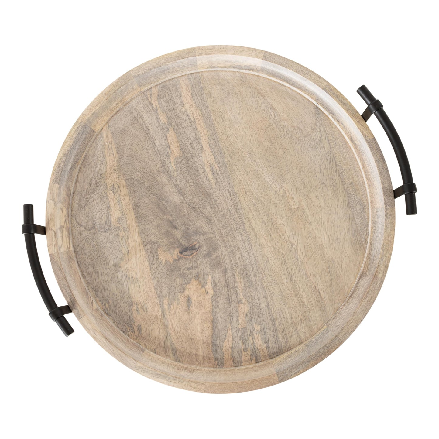 Kate and Laurel Bruillet Farmhouse Wood Round Lazy Susan Tray; 20 x 20; Natural; Wooden Countertop Organizer with Turning Lazy Susan for Kitchen Storage; Coffee Table; or Living Room Ottoman