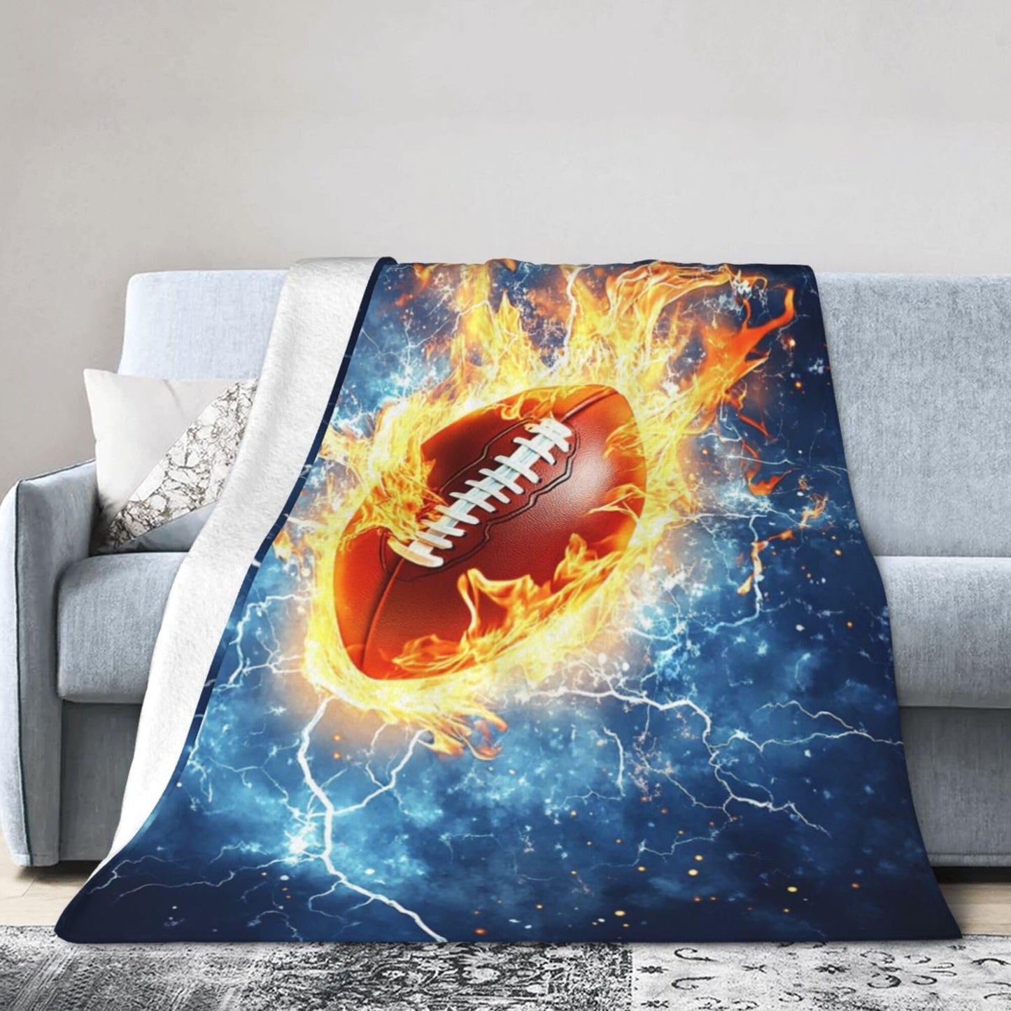Football Blanket Football Fleece Throw Blanket Super Soft Fuzzy Plush Cozy Warm Footballs Decor Stuffed Bedding Blankets Gift for Boys, Girls Men Women Kids & Adult 50"x40"