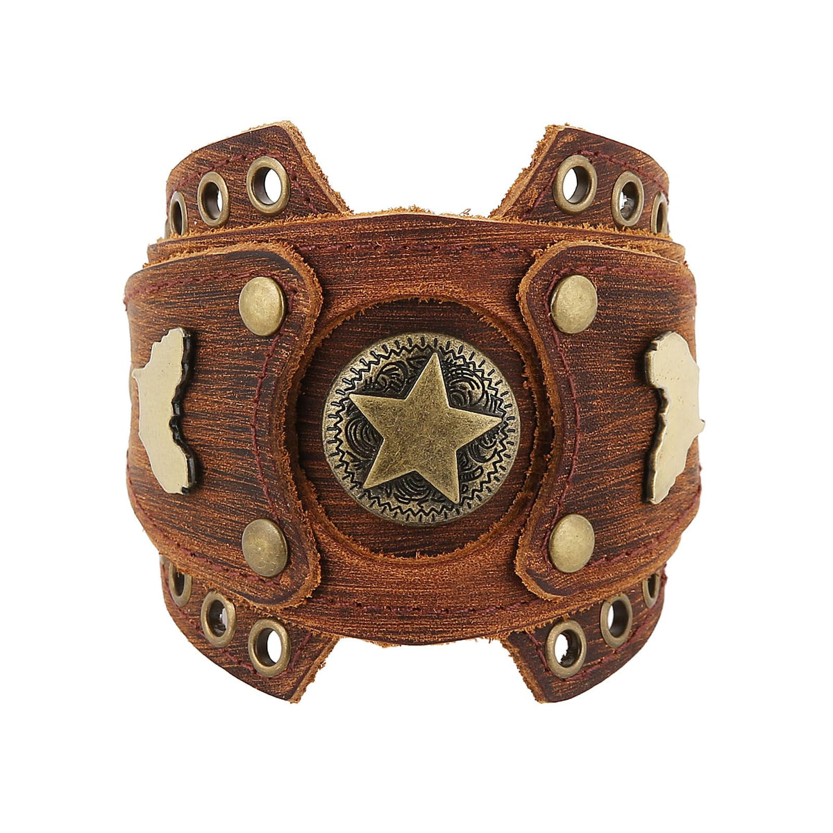HZMAN Leather Bracelets Retro Men's Leather Cuff Bracelet Adjustable Wide Wristband Bracelet Jewelry Gift