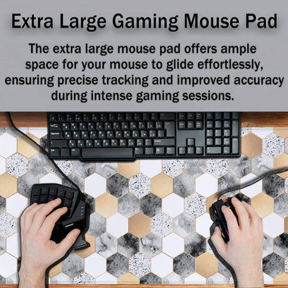 Samgula XXL Mouse Pad Desk Mat Large Gaming Mouse Pads Computer Mats 900X400 Mousepad Non-Slip Rubber Base Waterproof with Stitched Edges 35.4" X 15.7" for Game Office, Geometric Abstract