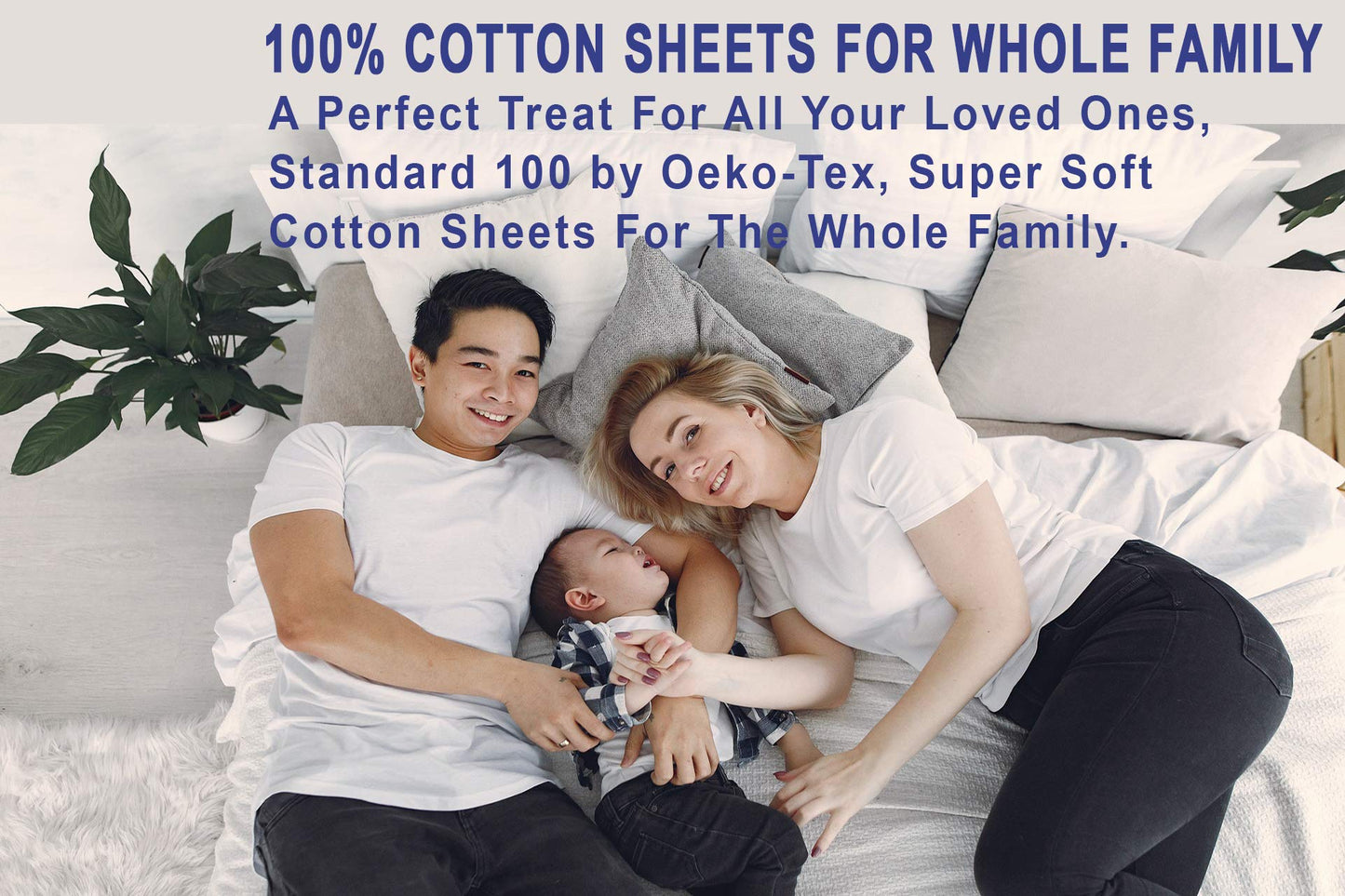 RUVANTI 100% Cotton Percale Sheets Full Size, Bloomex