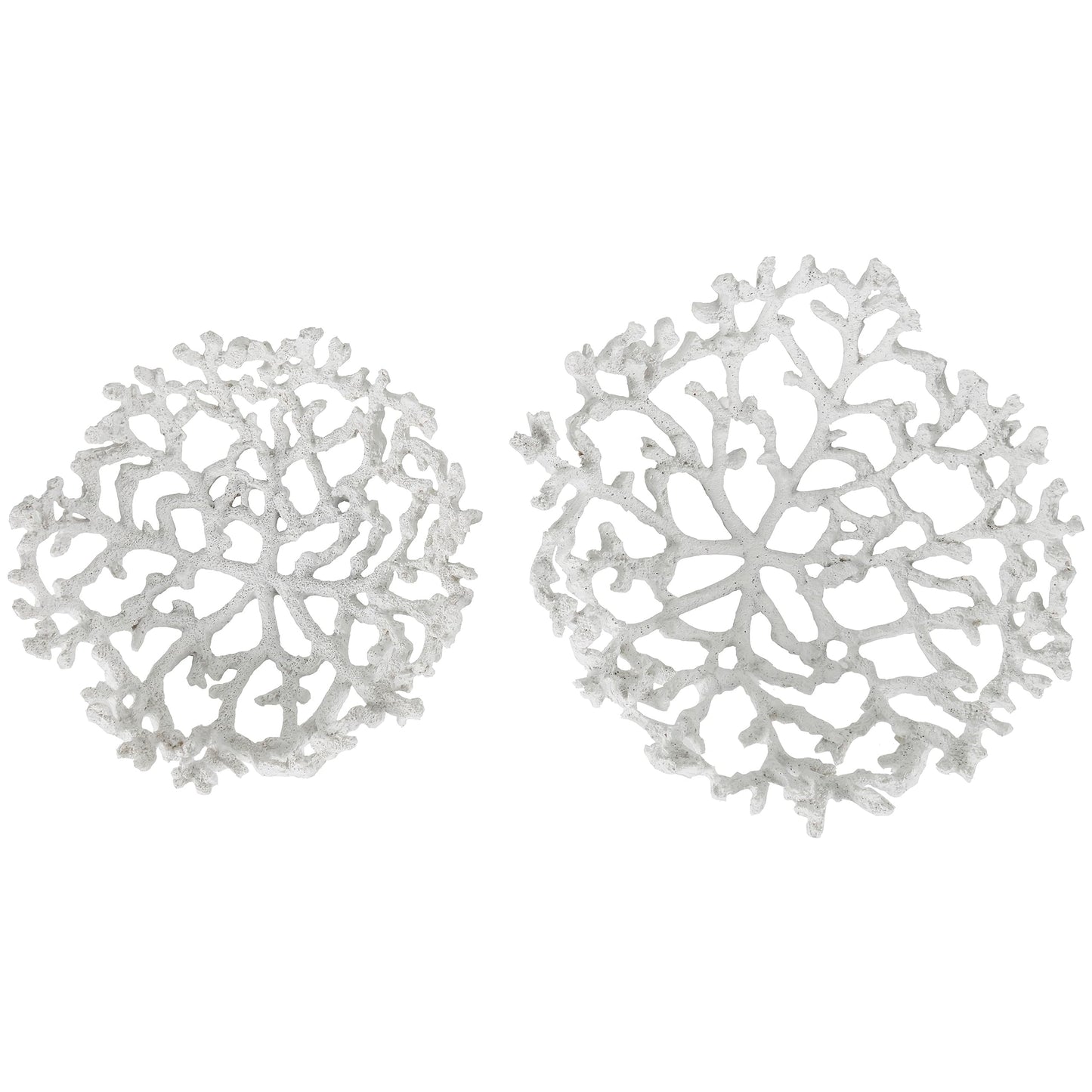 Deco 79 Resin Coral Decorative Bowl Decorative Bowl Textured Decorative Containers, Set of 2 Decorative Keepsake Boxes 13", 12"W, White
