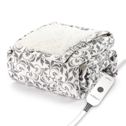 Sunbeam Electric Throw Royal Mink Sherpa Heated Blanket, 4 Heat Settings, 4-Hour Auto Shut-Off, Fast Heating, Luxurious and Ultra Comfy, Night Fog Color, 50" x 60"