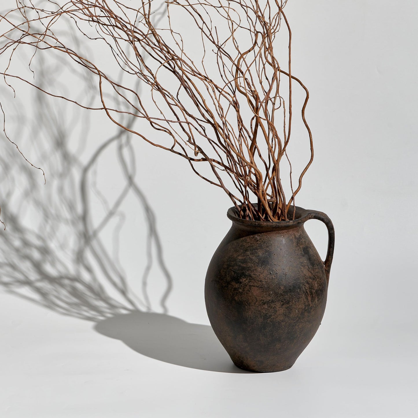 LB2 Brown Ceramic Large Vase, 11.2" Tall Zen Style Vase, Terra Cotta Pitcher, Distressed Farmhouse Decor, Pottery Decorative Flower for Home Decor (D - Brown 11.2")