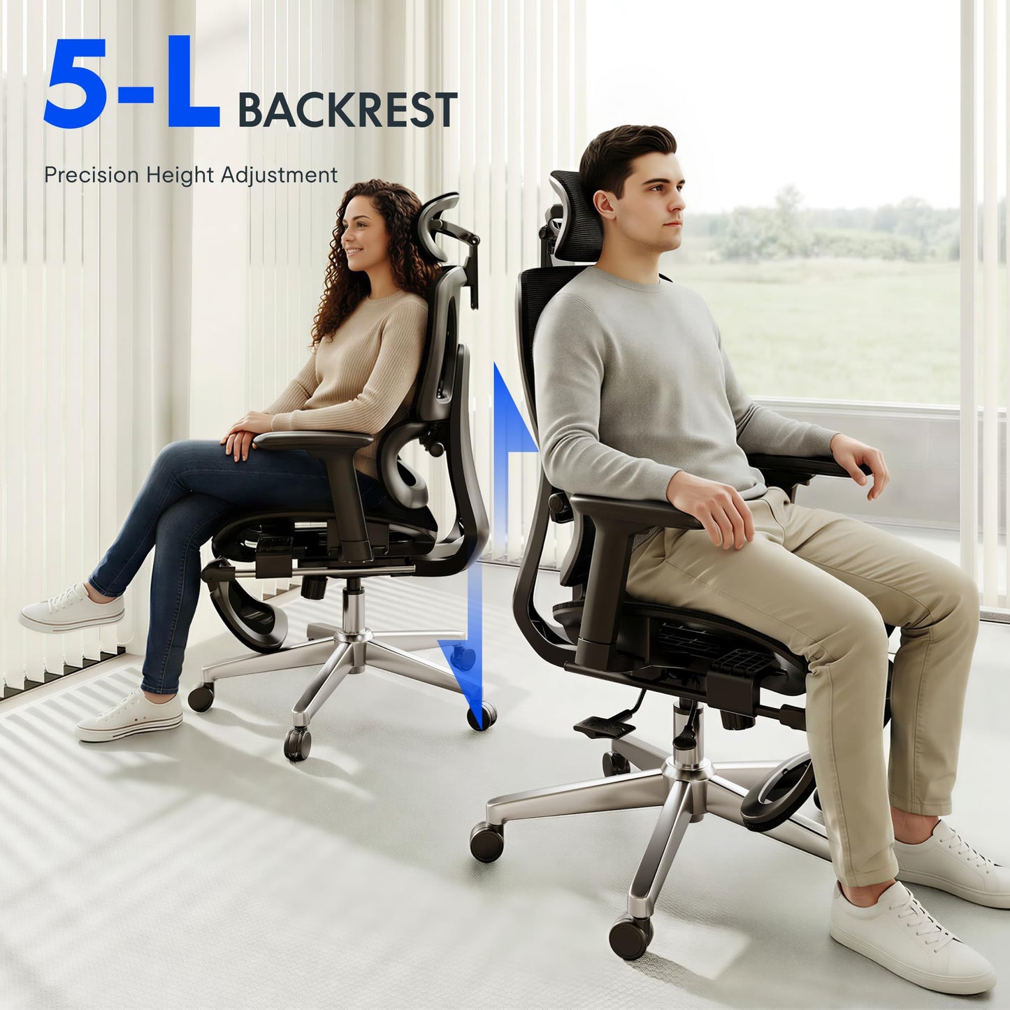 FLEXISPOT ErgoX Premium Ergonomic Office Chair with Footrest - Adjustable 3D Armrests, Dynamic Lumbar Support, Recline & Tilt Function, Mesh Seat, for Home & Office Use, Black