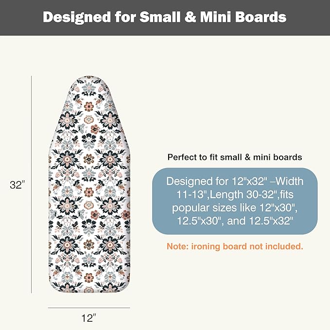 Small Ironing Board Cover and Pad 12.5"x30" Small Iron Board Cover