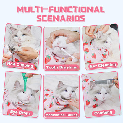 Supet Cat Grooming Wrap for Cutting Nails, 2026 Self-Adherent Cat Wrap, Anti-Escape Calming Cat Swaddle Wrap for Medicine, Nail Clipping, Teeth Brushing, Ear Cleaning