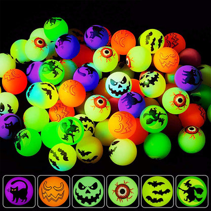 Taocco 72 Pieces Halloween Bouncing Balls,6 Halloween Theme Designs Glow in The Dark Bouncy Toys Balls,Halloween Party Favor Supplies,School Classroom Game Rewards,Trick or Treat Party Bag Filler