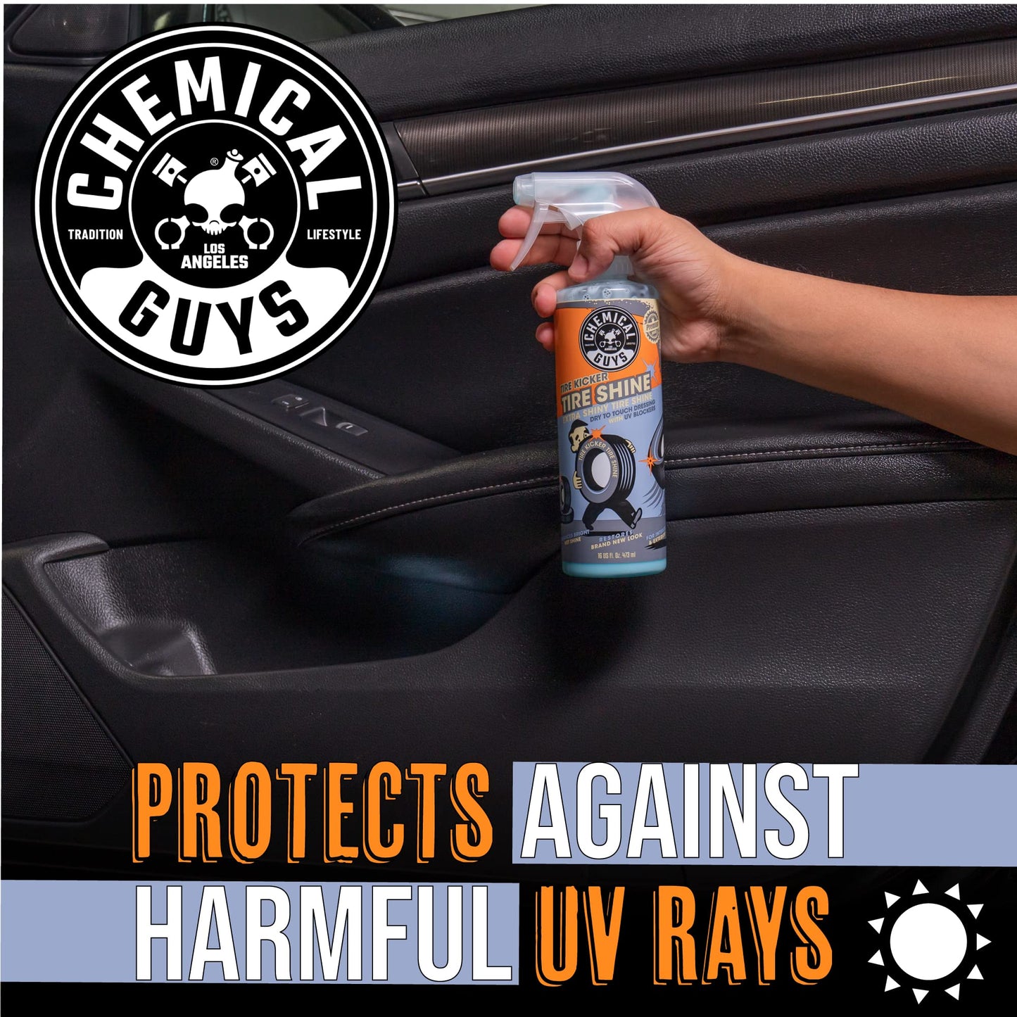 Chemical Guys Tire Kicker Sprayable Extra Glossy Tire Shine (Works on Rubber, Vinyl & Plastic), Great for Cars, Trucks, SUVs, Motorcycles, RVs & More, 16 oz (2 Pack)
