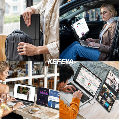 KEFEYA Laptop Screen Extender, 14.2" Portable Triple Monitor for Laptop with Full HD IPS Display, Monitor Extender Compatible with Mac, Windows, Chrome, Fits 13-17 Inch Laptops