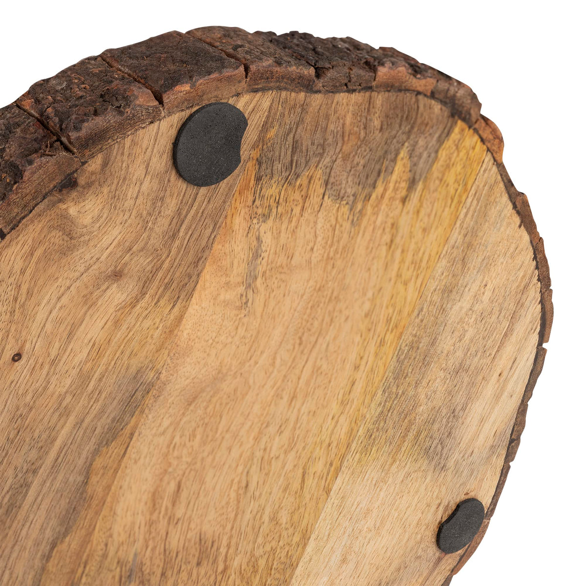 GoCraft Wooden Round Cutting Board with Tree Bark Rim | 1.5" Thick Mango Wood Live Edge Chopping, Prep, Serve Board | Charcuterie Platter - 12.5"