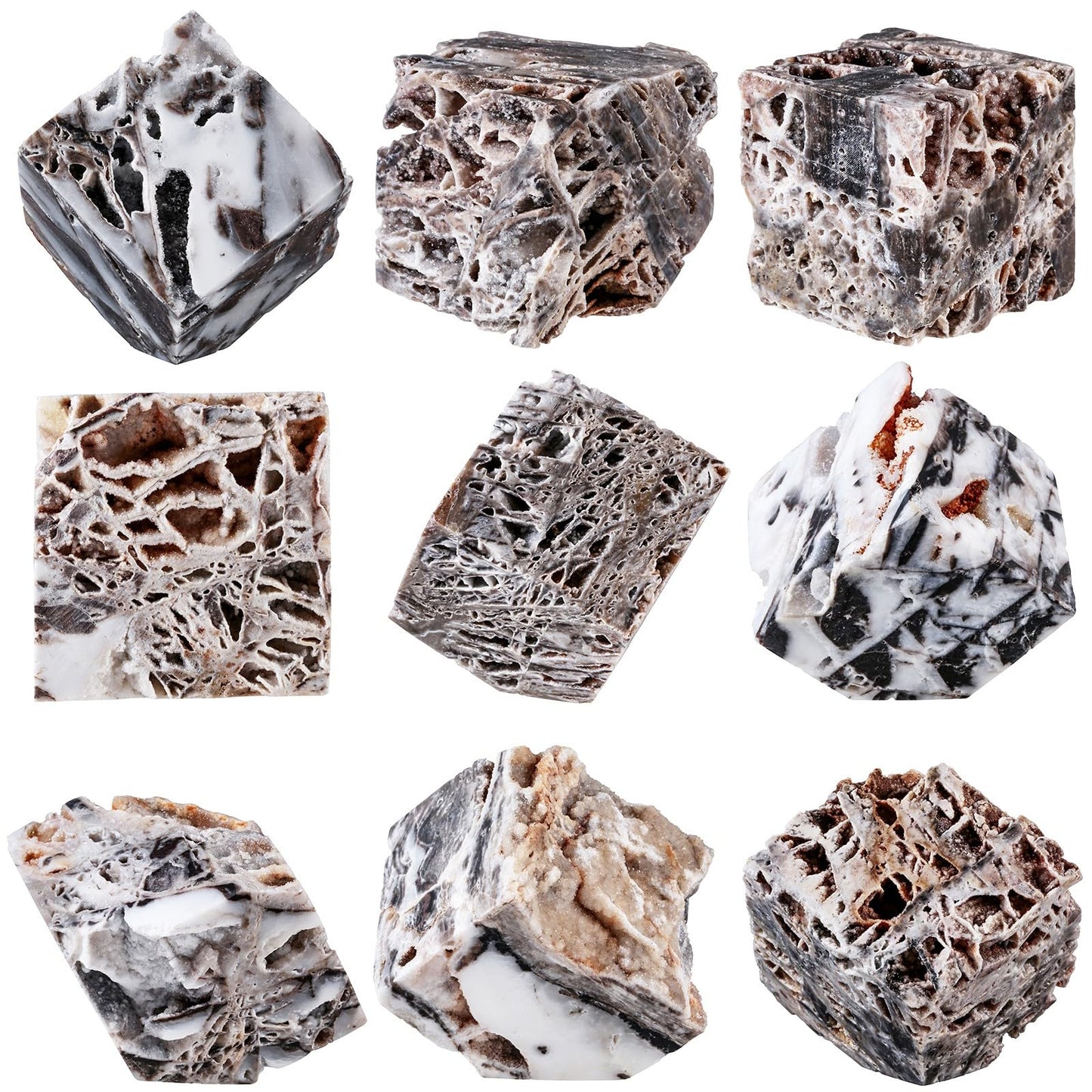 Nupuyai Natural Sphalerite Crystal Cube, Healing Druzy Geode Quartz Mineral Raw Stone Specimen Essential Oil Diffuser for Home Office Table Decor