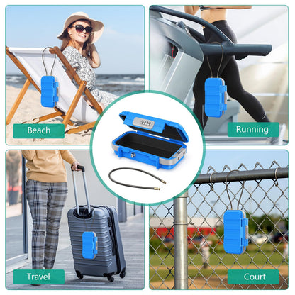 ORIA Portable Security Case, Portable Safe Box, 4 Digit Combination Key Lock Box Security Case, Smartphones, Passports, Credit Cards Safe for Car, Beach, Travel, Blue