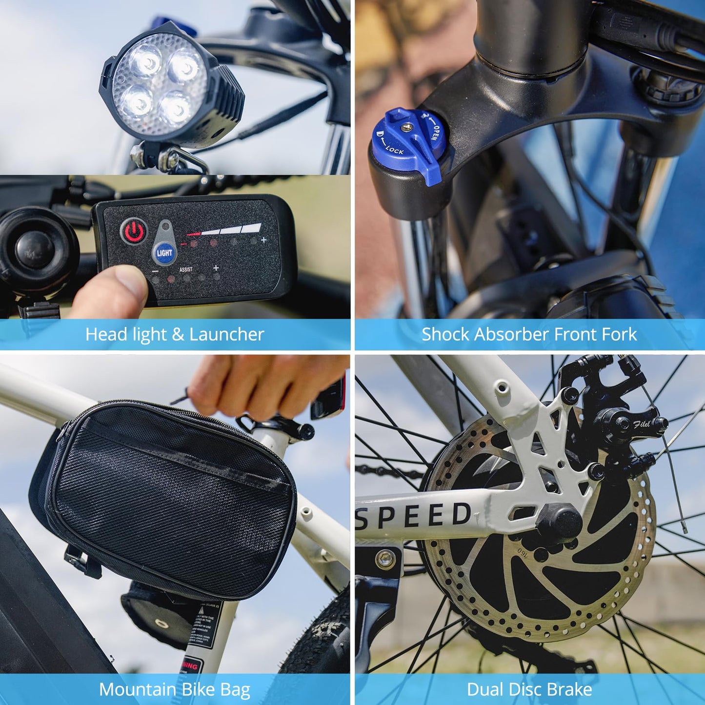 HOVERFLY OUREA 26" 750W Electric Mountain Bike & Master Lock 8122D Combination Cable Lock for Bicycles, ATVs, Grills, Lawn Mowers