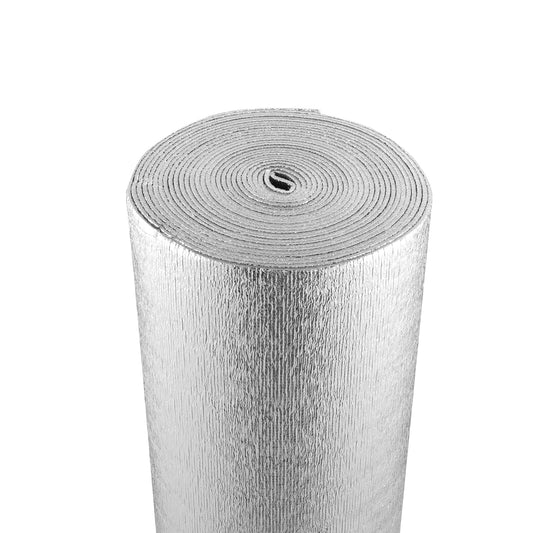VEVOR Double Reflective Insulation Roll, Foam Core Radiant Barrier, 5.5mm 48 in x 50 ft, Double-Sided Aluminum Foil EPE Foam Heat Reflective Shield, Thermal Insulation Roll for Window RV Roof