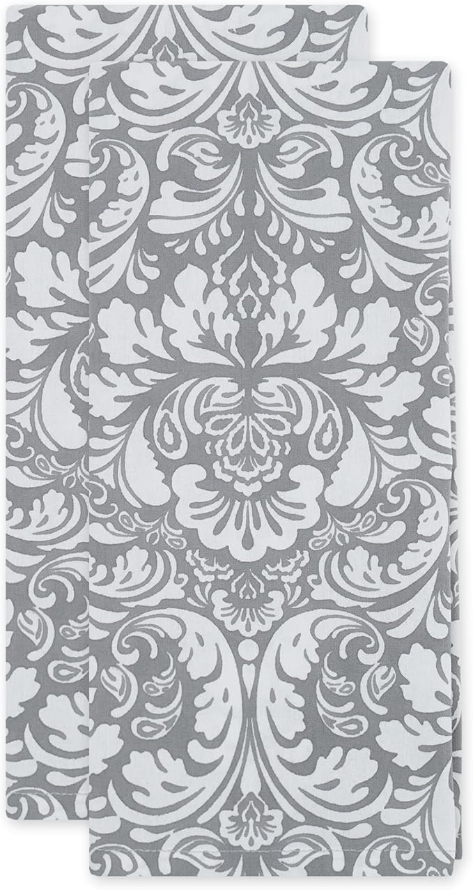 DII Cotton Dish Towel Set Damask Print