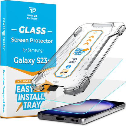 Power Theory Designed for Samsung Galaxy S21 FE 5G Screen Protector Tempered Glass [9H Hardness], Easy Install Kit, 99% HD Bubble Free Clear, Case Friendly, Anti-Scratch, 2 Pack