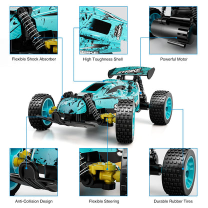Tecnock RC Car Remote Control Car for Kids, 1:18 High Speed 20 KM/H 2WD RC Buggy, 2.4GHz Off Road Racing with Rechargeable Batteries, Toys Gift for Boys and Girls