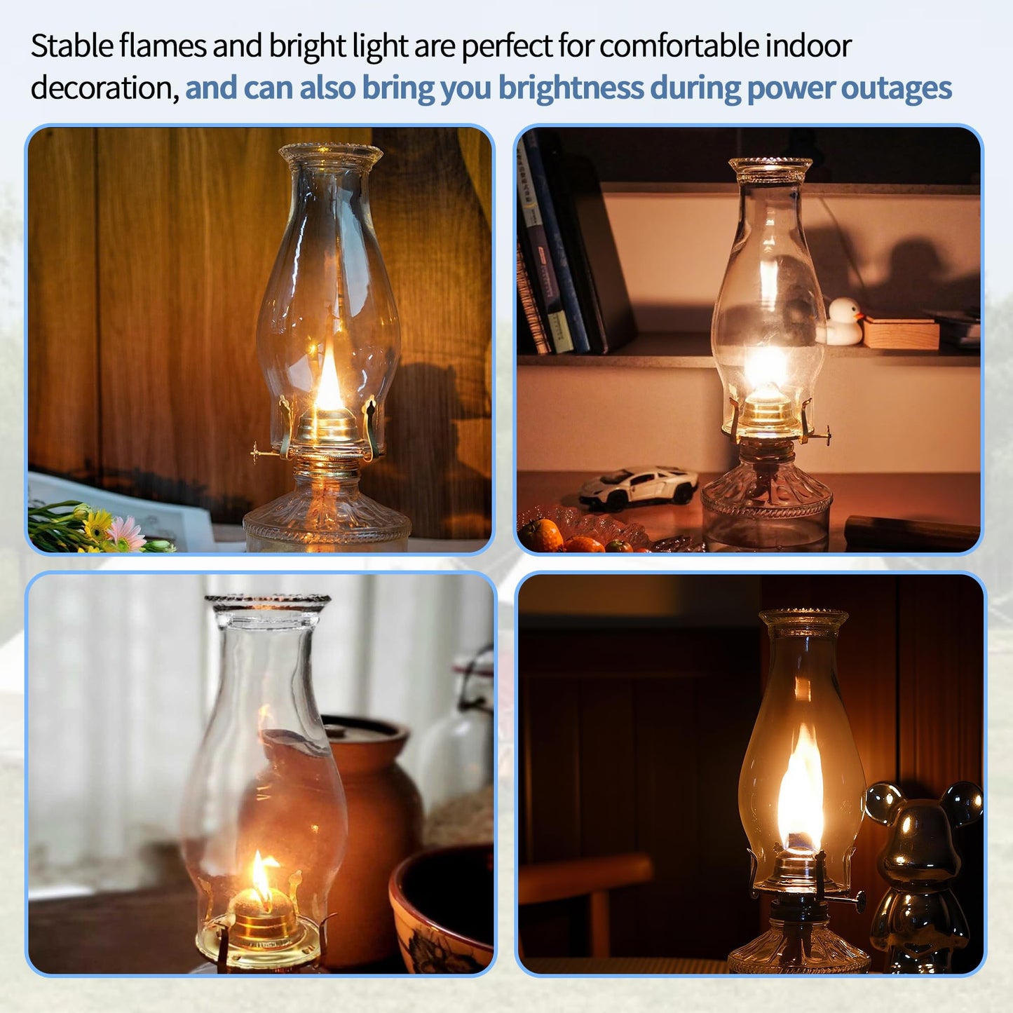 Oil Lamp Chimney Replacement, Clear Hurricane Glass Shade with Wave Style, 3-Inch Base for Kerosene Lamps