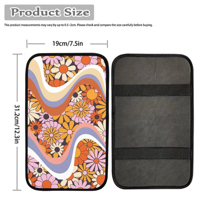 Dreaweet Hippie Flower Car Center Console Cushion Pad,Universal Armrest Seat Box Cover Protector,Comfortable Car Decor Accessories Fit for Most Cars,Trucks,SUV