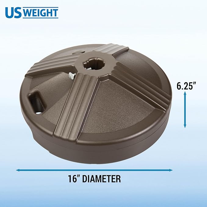 US Weight Durable Fillable Umbrella Base for Patio Table - 50 Pound Capacity Heavy Duty Adjustable Stand for Outdoor Umbrellas - Made in The USA