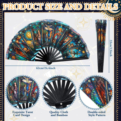Bucherry Witchy Gifts Tarot Card Hand Fan Bamboo Tarot Rave Folding Fan Astrology Fortune Teller Decor for Women Cosplay Outfits Accessories EDM Music Gala Mystic Witchcraft Supplies