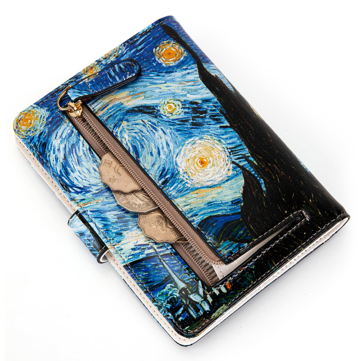 Passport Holder for Travel Essentials, RFID Blocking Passport Wallet Cover with Magnetic Closure, Passport Book Holders for Women and Men (Van Gogh The Starry Night)
