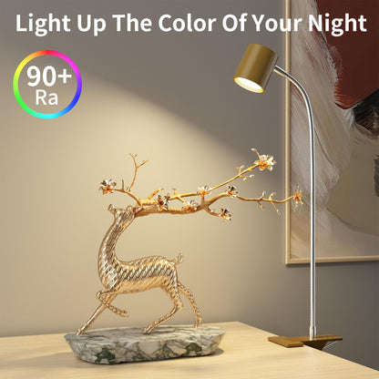 Dott Arts Desk Lamp,USB Clip On Light,Book Lights for Reading at Night,3 Color Modes,10 Brightness Clamp Lights,360° Gooseneck LED Reading Light for Books in Bed,Eye-Care for Home Office,Headboards