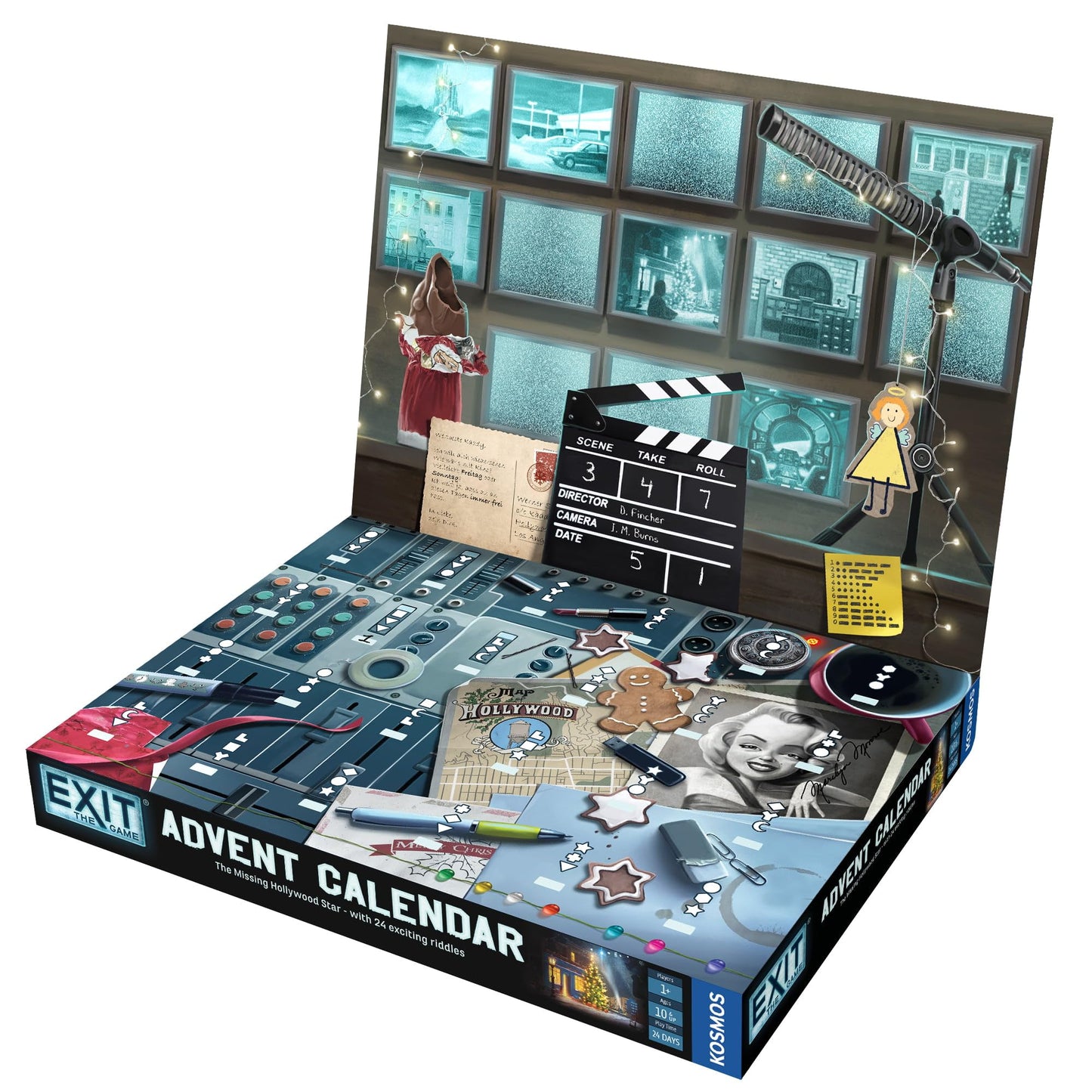 Thames & Kosmos EXIT: Advent Calendar - The Missing Hollywood Star, Escape Room Card Game, Family Games for Game Night, Holiday Season Games for Adults and Kids, for 1+ Players, Age 10+