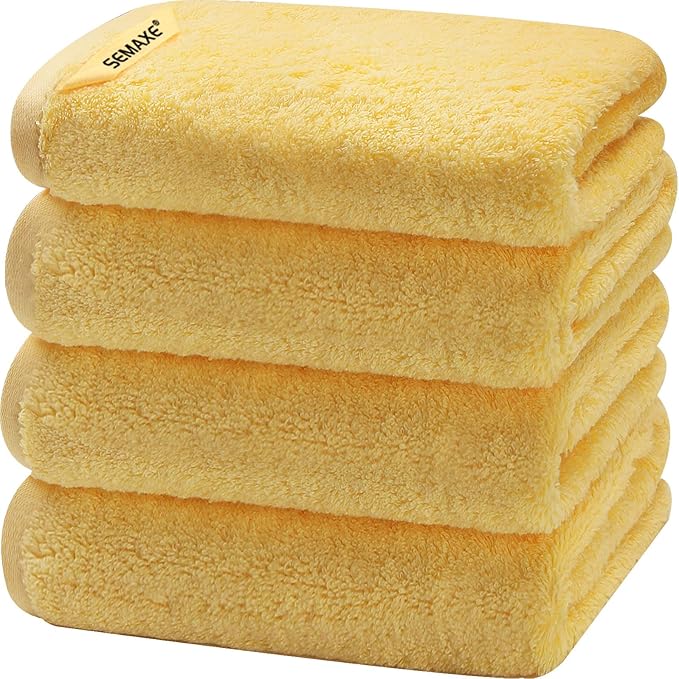 SEMAXE Yellow Hand Towels for Bathroom, 100% Cotton Towels