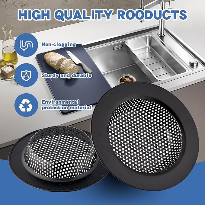2PC Kitchen Sink Drain Strainer Stainless Steel