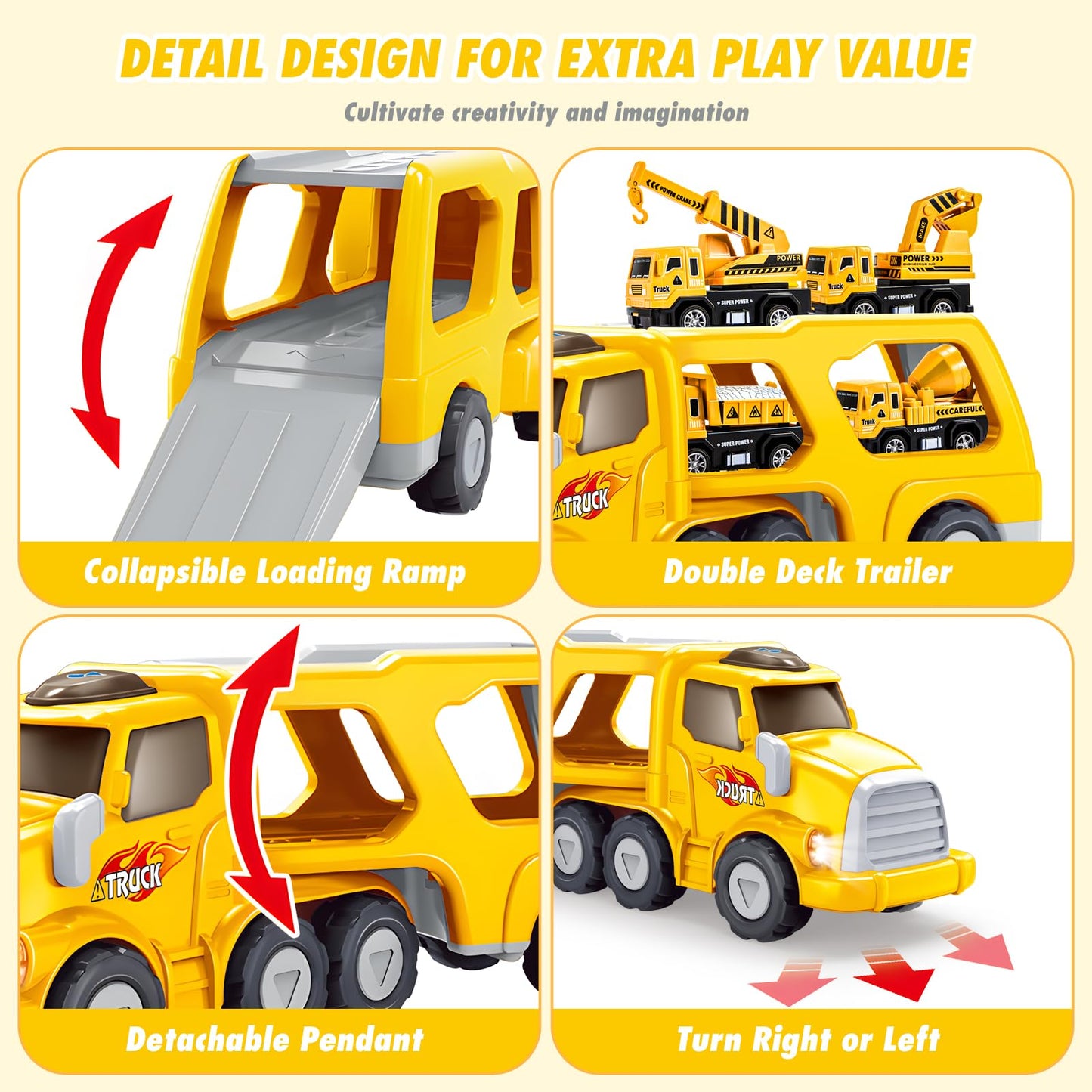 EUTOYZ Toys for 2 3 Year Old Boy, Toy Cars Construction Toy for 2-6 Year Old Boy Toy Age 1-6 Digger Truck Toy Birthday Easter Gifts for 1-6 Year Olds Boy Car Toys Age 1-6 Year Old Toddlers Cars