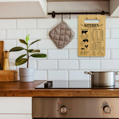 Unique Gifts for Women Mom, Kitchen Conversion Chart Bamboo Cutting Board, Charcuterie Board for Kitchen Decor, Cooking Gifts for Couple Neighbor Family Friends -16