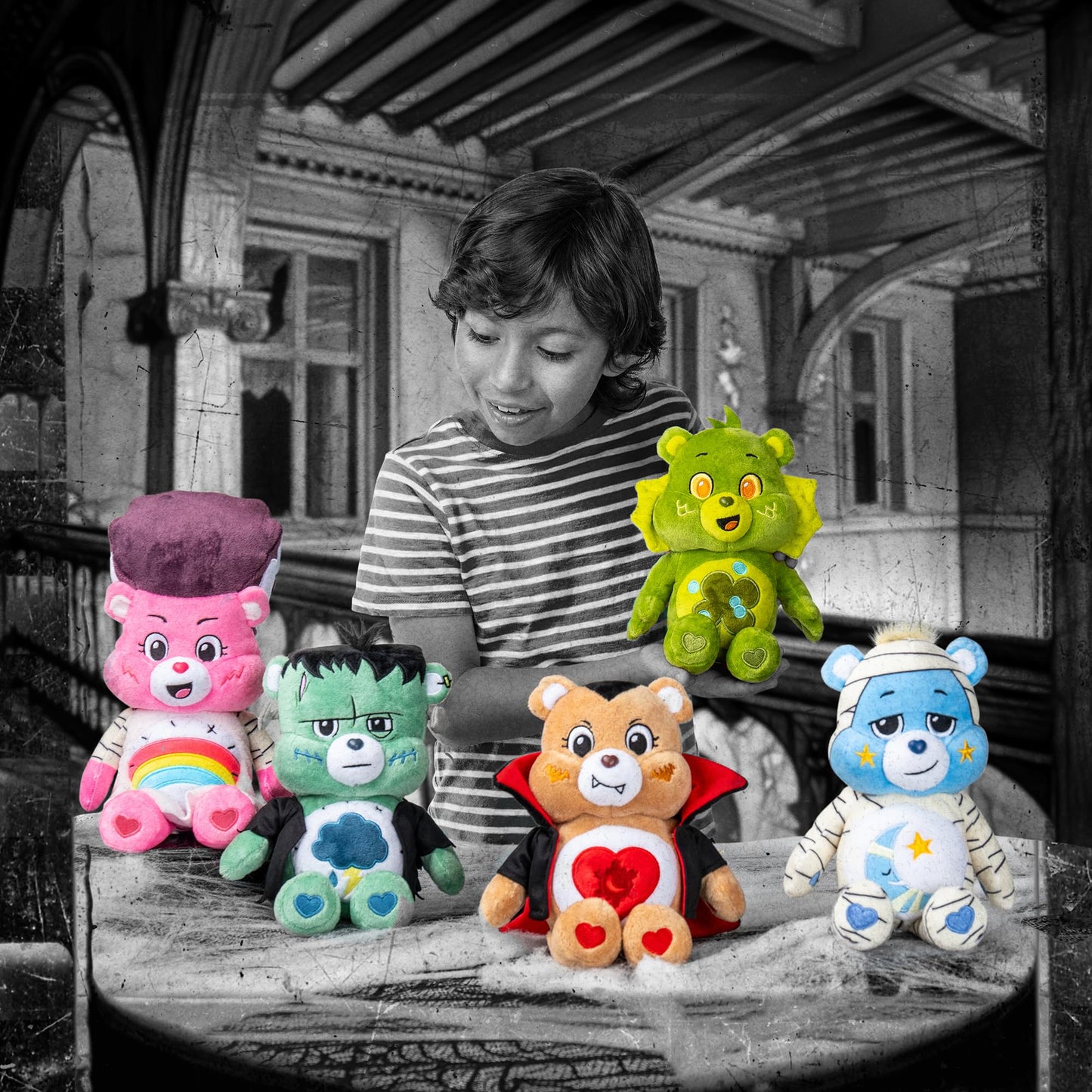 Care Bears Basic Fun, Grumpy as Frankenstein, Universal Monsters 22cm Plush, Cuddly Toys for Children, Cute teddy bear, Suitable for Girls and Boys Ages 4+