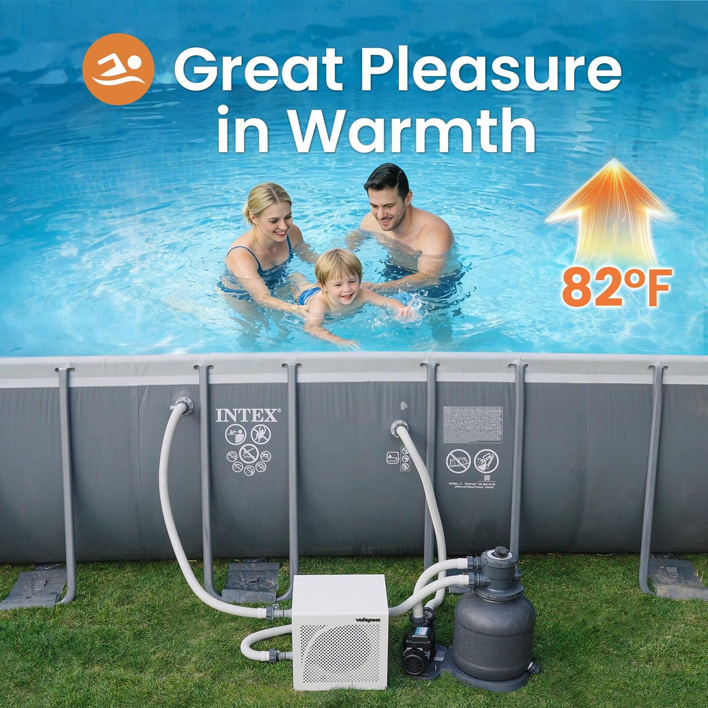 Vidapool 16,000 BTU Swimming Pool Heater 7.5 COP Electric Pool Heat Pump for Above Ground and Inground Pools Heating and Cooling Smart WiFi Control Pools Up to,5000 Gallons