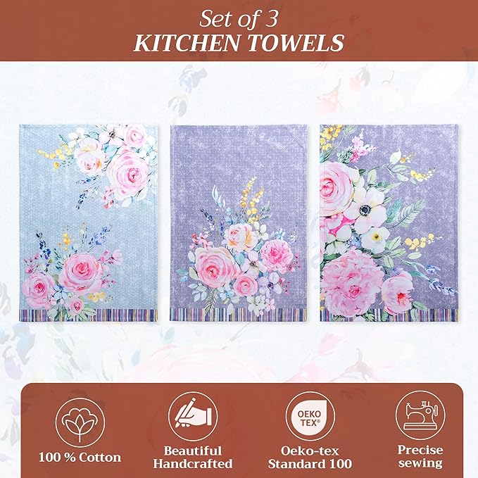Maison d' Hermine Kitchen Towels Set of 3 100% Cotton 27.50" x 20" Reusable