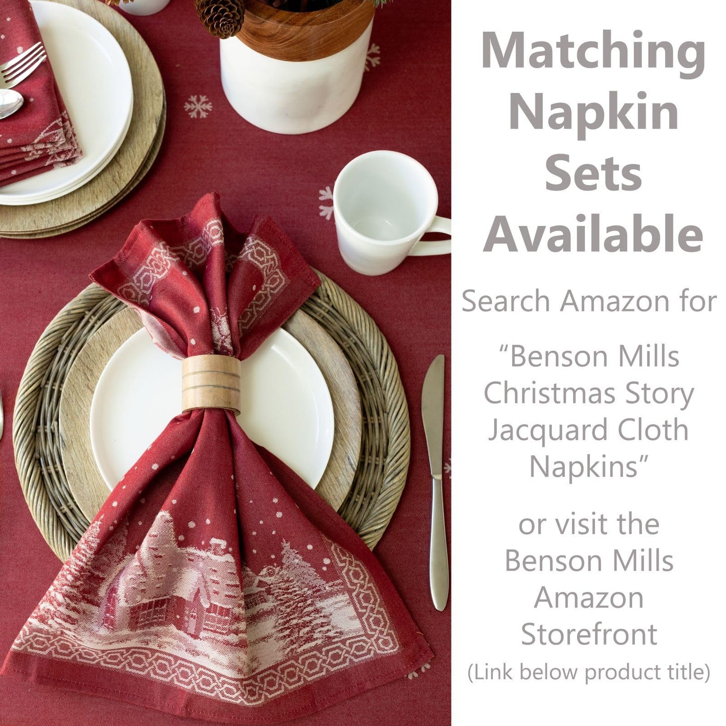 Benson Mills Engineered Jacquard Heavyweight Fabric Table Cloth, Holiday, Winter, and Christmas Tablecloth (Christmas Story, 60" x 84" Rectangular)
