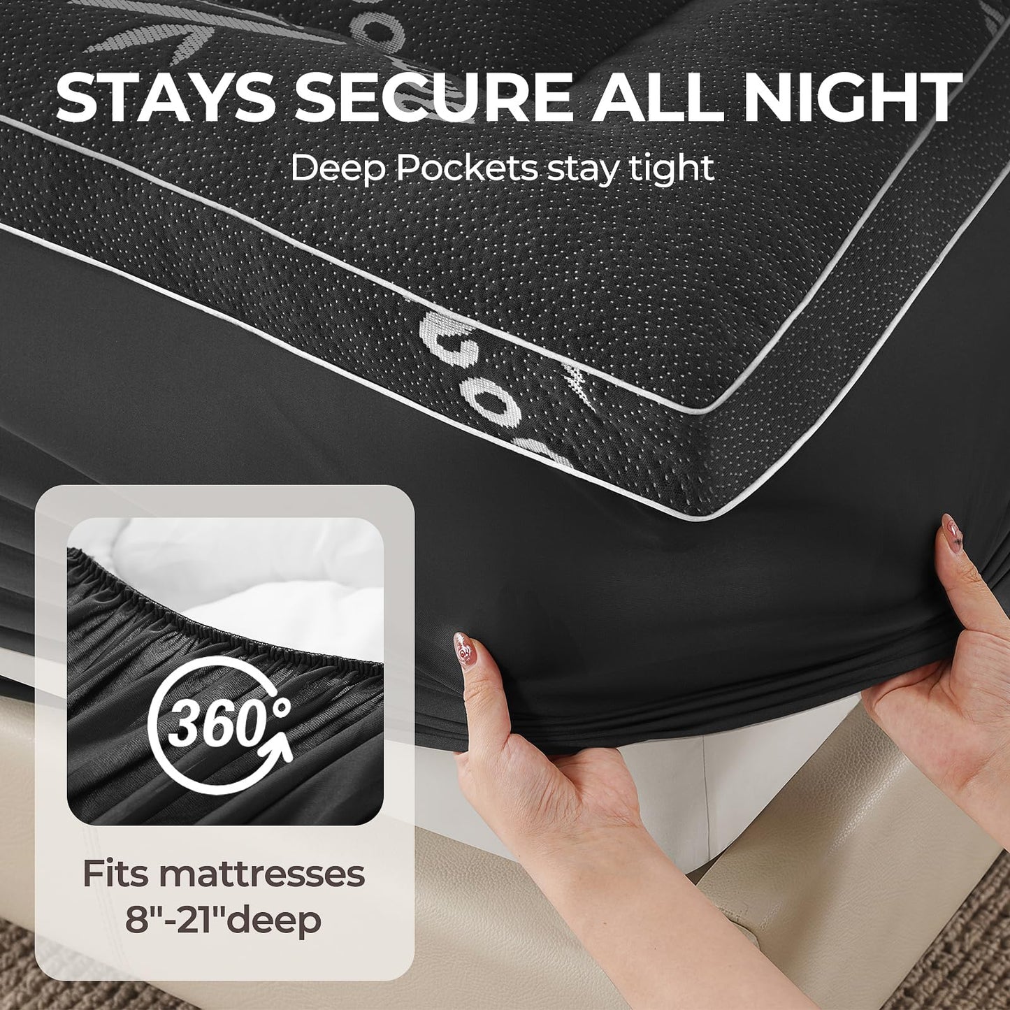 KELTARO Mattress Topper Full Size,Viscose Made from Bamboo Extra Thick Mattress Pad 8-21" Deep Pocket Soft Down Alternative Fill Mattress Protector Pillow Top Mattress Cover(54x75 Inches) Dark Gray