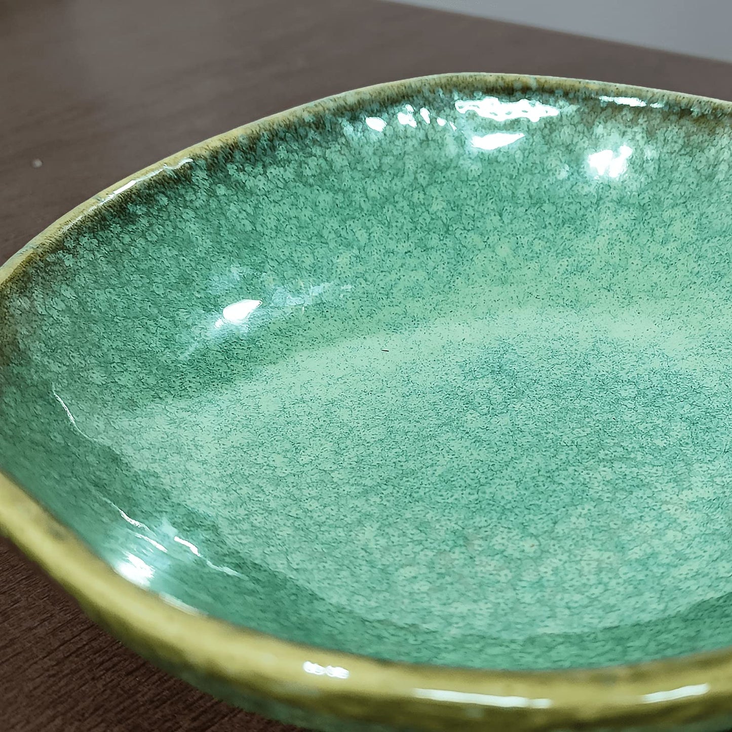 VOMANA Small Ceramic Decorative Bowl, 8" Green Reactive Glaze Candy Bowl, Trinket Dish Catchall Key Bowl for Entryway Table, Ring Holder Jewelry Dish, Home Decor Accent (8" Bowl)