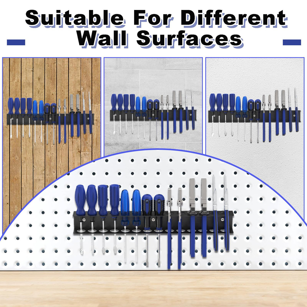 iCHKED Screwdriver Organizer Wall Mount, Screw Driver Holder,Metal Plier Rack Utility Tool Rack Organizers and Storage Rack for Garage Workshop Workbench Tool Chest Cart (1 PCS)