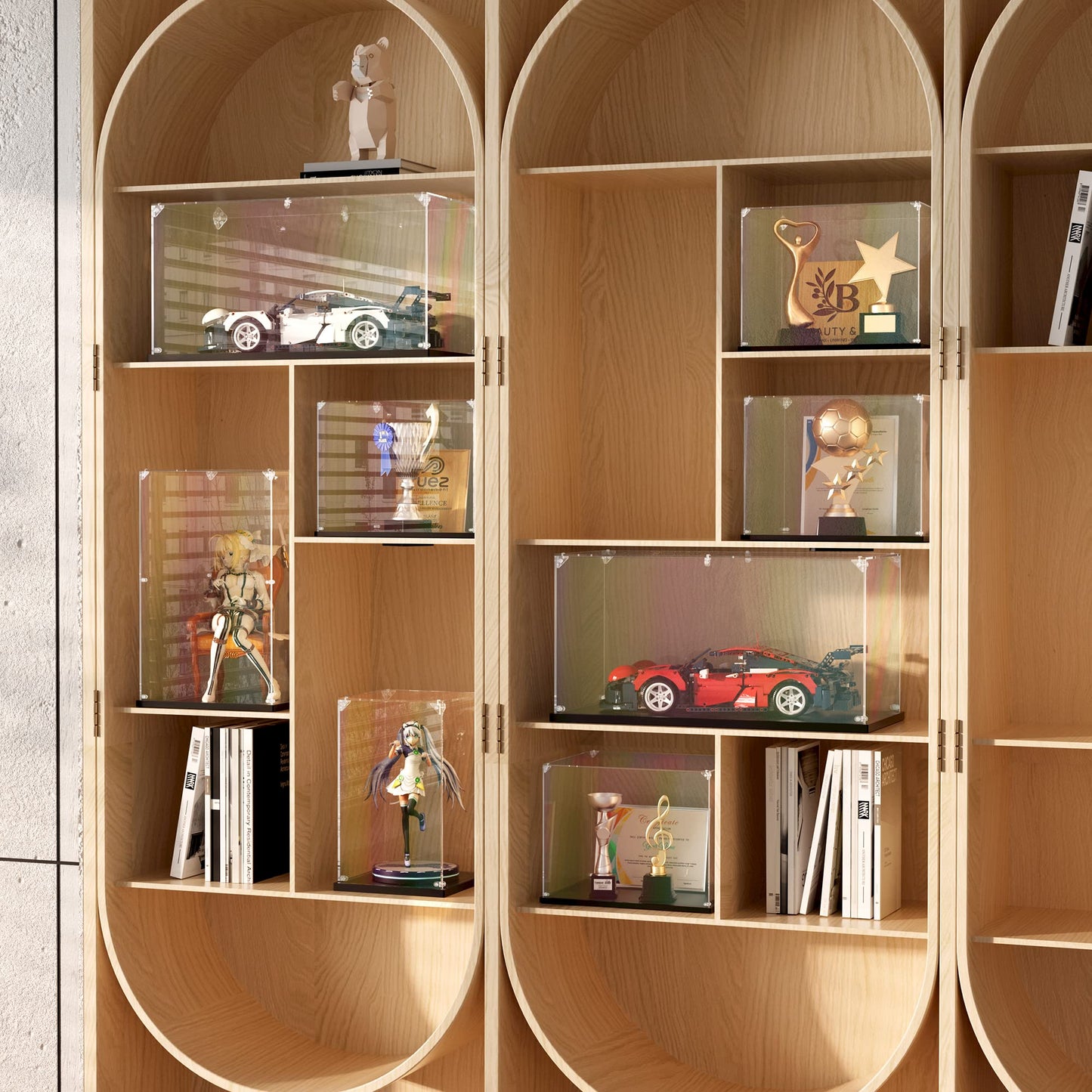 Clear Acrylic Display Case, Self-Assemble Showcase for Collectibles, Action Figures, Dolls- Alternative Glass Box for Commemorative Gifts