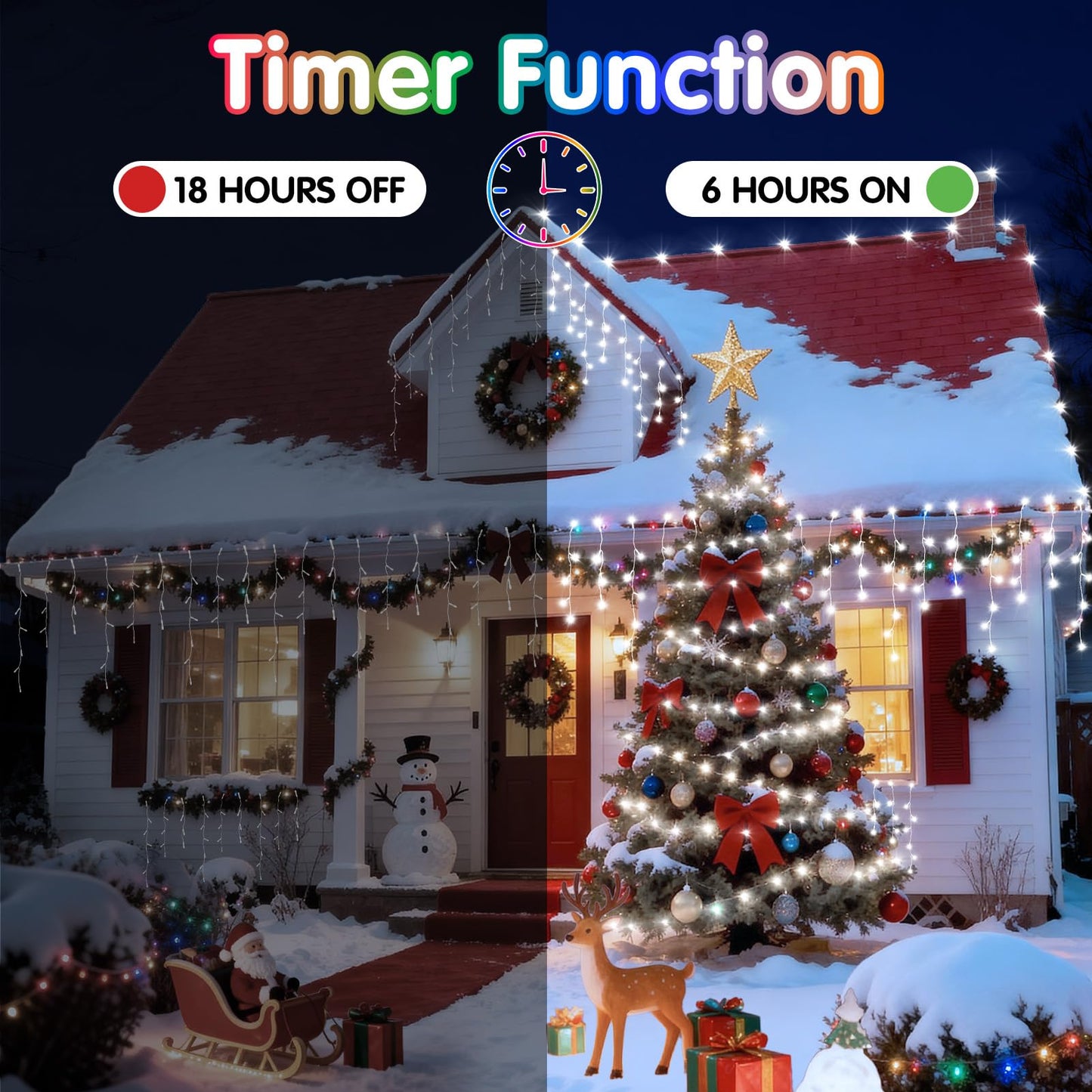 Hezbjiti Christmas Lights Decorations Outdoor, 1600LED 164FT Ice Fairy Lights 8 Modes 320 Drops Fairy String Lights for Christmas Decor Eaves Party Yard Garden