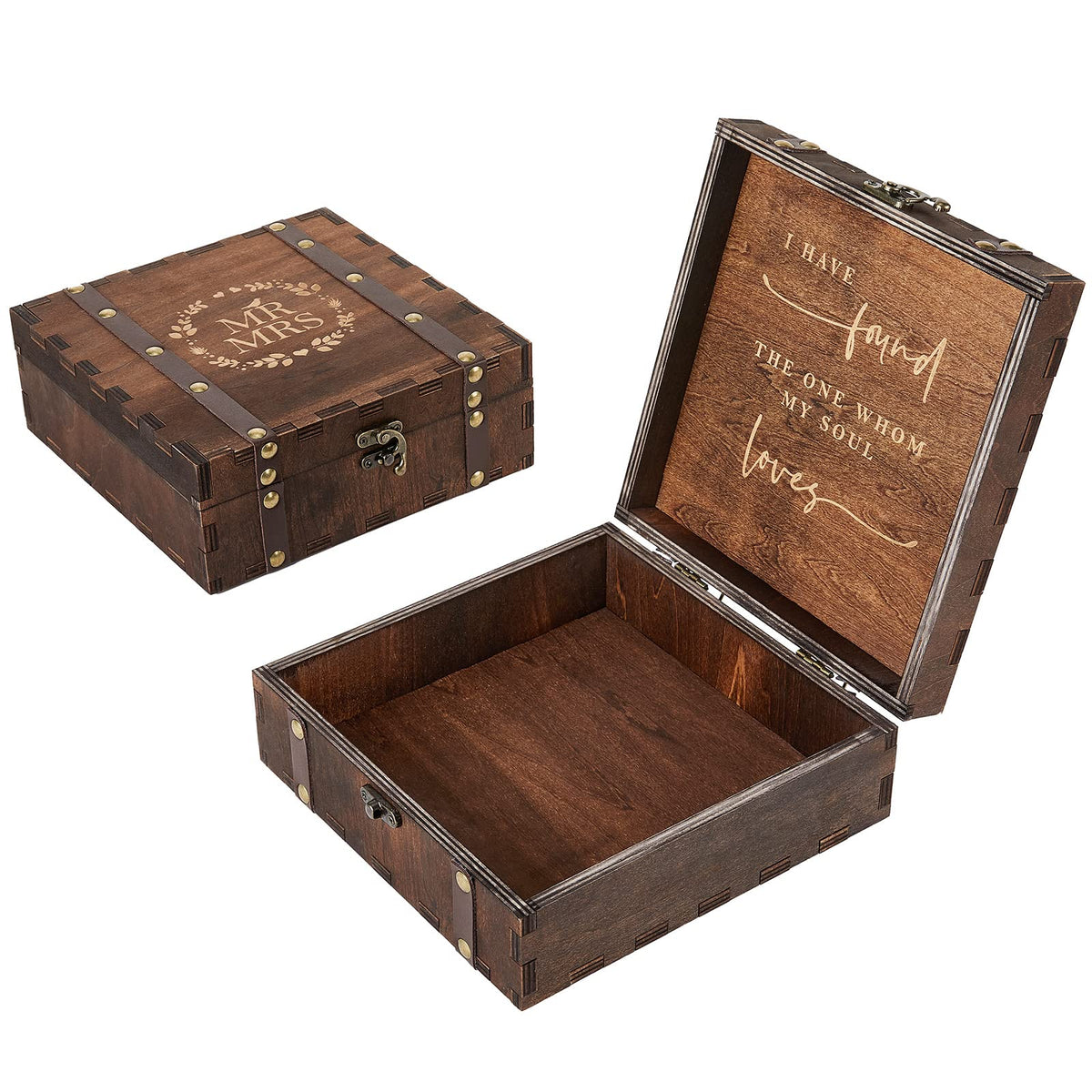 AW BRIDAL Mr and Mrs Wedding Keepsake Box for Couples, Bridal Shower Gifts for Bride to Be, 2026 Engagement Gift for Newly Engaged Couple, Wooden Memory Boxes with Lids