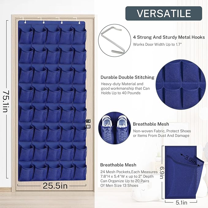 40-Pocket Over the Door Shoe Organizer