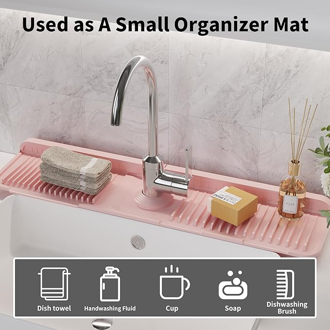 WAFT YEARN 24X5 Inch Silicone Durable Faucet Mat Kitchen Sink Splash Guard