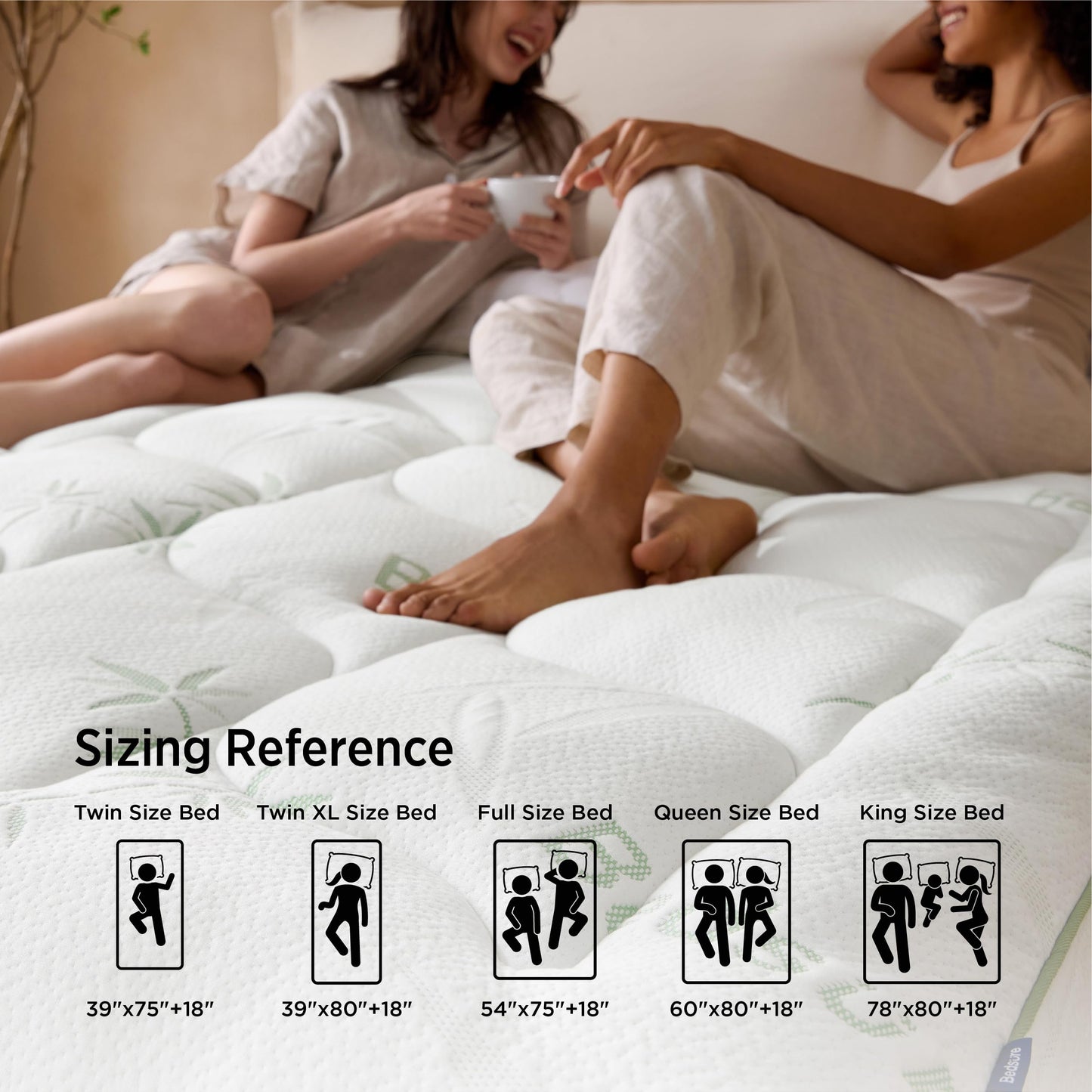 Bedsure 2-in-1 Mattress Topper, 5 Inch Memory Foam Mattress Topper Twin XL, 3 Inch Memory Foam + 2 Inch Viscose Made from Bamboo Mattress Topper Pad, Flippable Memory Foam with Dual Comfort, White