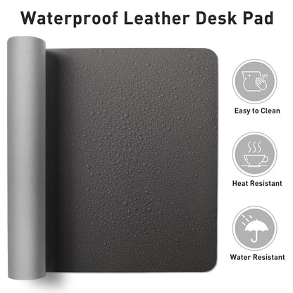 Leather Desk Pad Protector,Mouse Pad,Office Desk Mat,Non-Slip PU Leather Desk Blotter,Laptop Desk Pad,Waterproof Desk Writing Pad for Office and Home (60cm x 35cm, Gray)