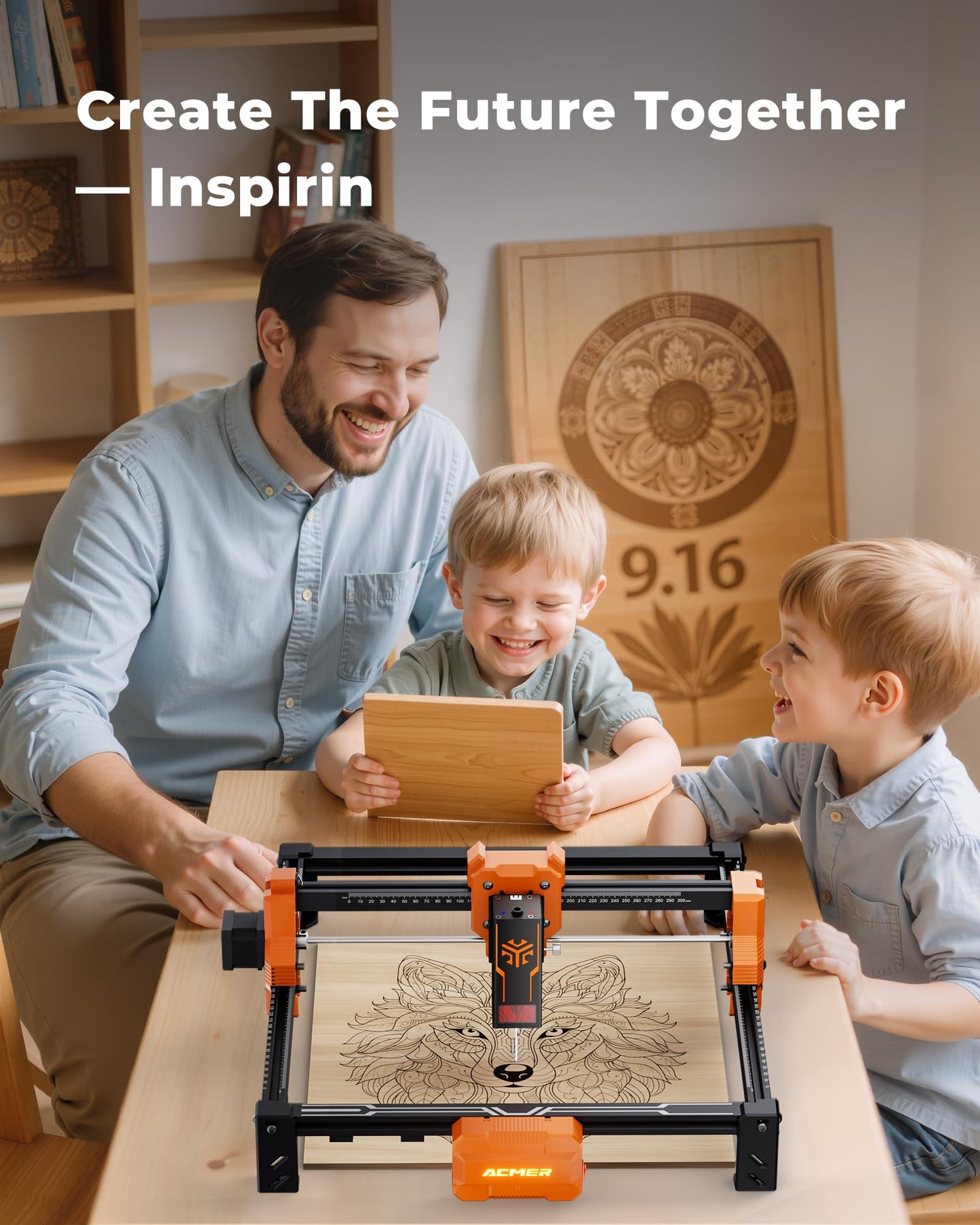 ACMER S2 Laser Engraver, 12000mW (72W Output) Laser Cutter 0.01mm Precision, 300×300mm Engraving Area, 10,000mm/min Speed for Wood, Metal, Leather, Acrylic DIY Craft, Education, Business